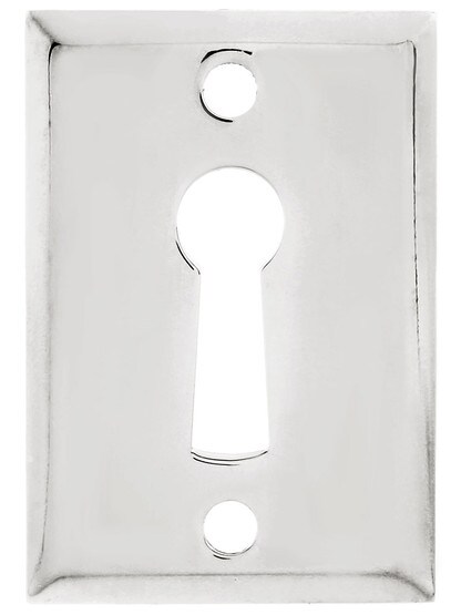 Rectangular Stamped Brass Keyhole Cover - 1 11/16 inch x 1 3/16 inch in Polished Nickel.
